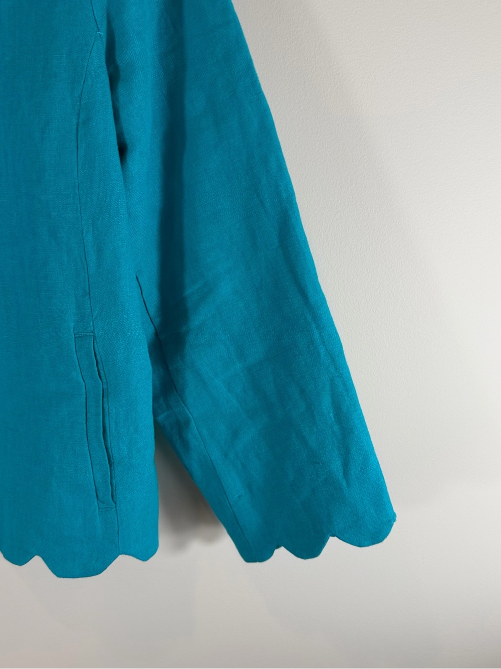 Chico's Teal Scalloped Open-Front Blazer Size Large - Picture 4 of 6